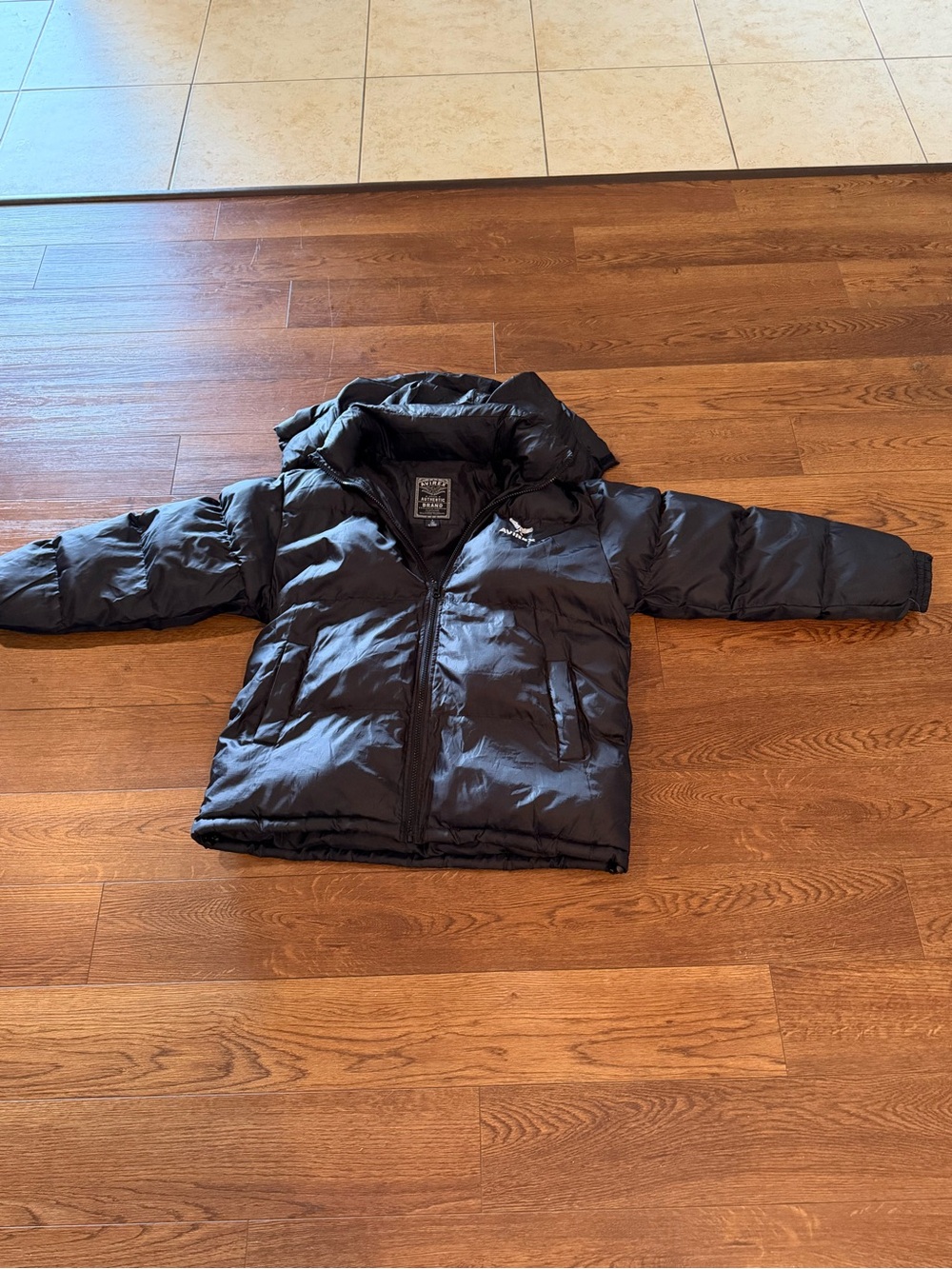 Avirex Kids Black Hooded Puffer Jacket